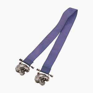 20th Century English Silver & Blue Silk Japanese Tiger Bookmark from Kate Shea, 1987