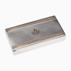 20th Century English Silver & 9k Gold Cigar Case from Cartier of New Bond St, 1929