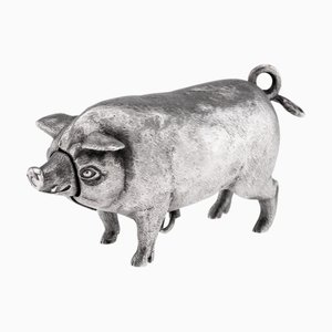 Antique 20th Century Edwardian Silver Novelty Butchers Bell, London, 1903