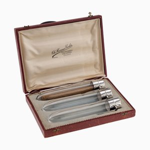 20th Century German Silver & Glass Cigar Tubes from The Havana Cooler, Set of 3