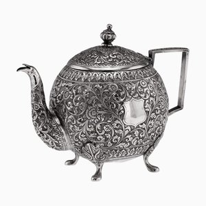 Antique 19th Century Indian Kutch Silver Teapot, 1890s