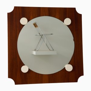 Runder Vintage Spiegel mit Teak Rahmen, 1970er