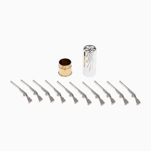 Marqueurs en Coffret Argenté en Forme de Fusil de Chasse, 2019, Set de 11