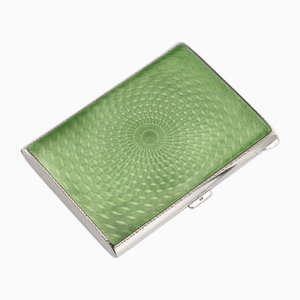 Portasigarette Art Déco in argento e smalto guilloché, XX secolo, 1929