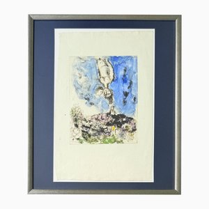 Marc Chagall, La nuit des amoureux à Saint-Paul with Nude, 1969, Acquaforte e acquarello