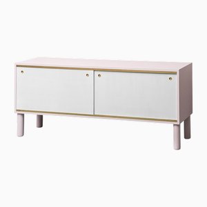 Vintage Holz Sideboard mit goldenen Metalldetails, 1960er