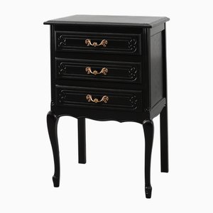 Louis XV Chest of Drawers in Black Lacquered Oak, France, 1950s