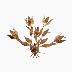 French Gold Leaf Wall Sconce, 1960s