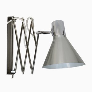 Lampade a forbice vintage cromate in alluminio spazzolato opaco, set di 2