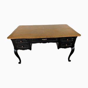 Scrivania in stile Regency in quercia con patina nera