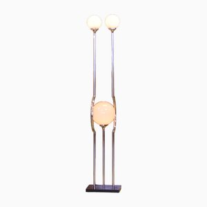 Antique Floor Lamp in Chrome and Glass, 1980s