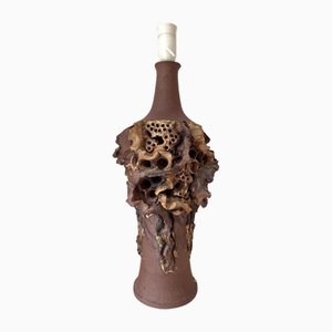 Vintage Brutalist Table Lamp in Stoneware and Ceramic by Bodil Marie Nielsen, 1960s