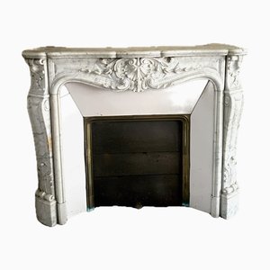 Kamin im Louis XV Stil aus weißem Carrara Marmor, 1800er