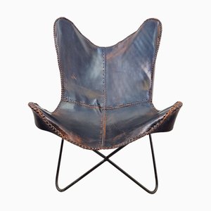 Poltrona Butterfly vintage in pelle di bufalo, anni '80