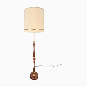 Lampada da terra vintage in teak e ottone, Scandinavia, anni '60