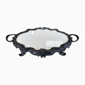 Plateau Style Louis XV Antique en Métal et Bois, 1900