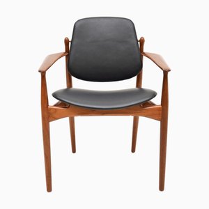 Dänischer Vintage Teak & Leder Armlehnstuhl von Arne Vodder für France & Søn, 1960