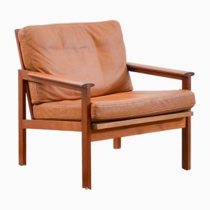 Capella Stuhl aus Teak & Leder von Illum Wikkelsø für Niels Eilersen, Dänemark, 1950er