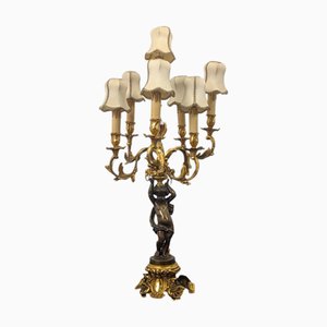 Seven-Light Table Lamp with Cherub, 1800s