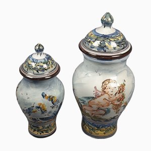Albissola Majolica Potiche Vases from Emmebi, 1960, Set of 2