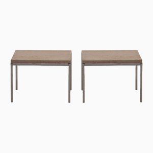 Modern Side Tables in Travertine and Chrome, 1970s, Set of 2
