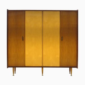 Mid-Century Moderner 4-türiger Kleiderschrank aus Ahorn & Teak, 1950er-1960er