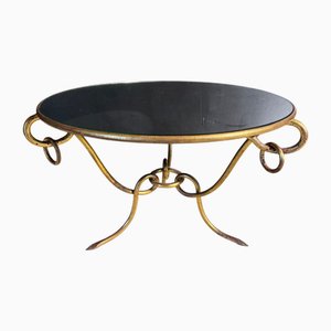 Gilded Iron Coffee Table by Rene Drouet, 1940