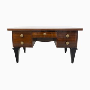 French Art Deco Desk with Bronze Details, 1930s