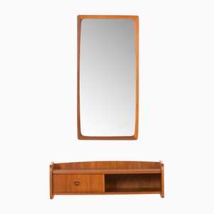 Scandinavian Teak Mirror with Console, 1960s, Set of 2