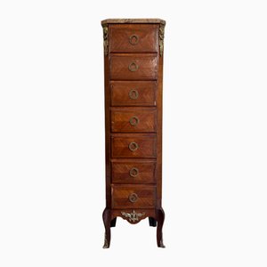 Antique French Marquetry Tallboy Chest of 7 Drawers