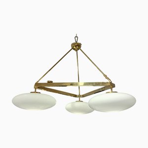 Lampada Mid-Century triangolare dorata nello stile di Angelo Lelli, Italia