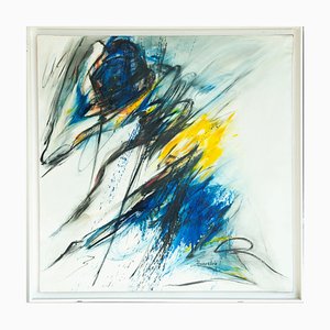 Concha Benedito, Abstrakte Komposition, Original Mixed Media auf Leinwand, 1990er