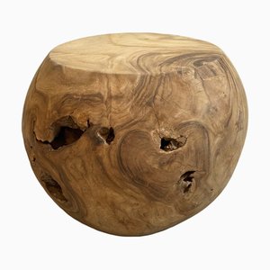 Vintage Teak Ball Side Table or Stool, 1990s