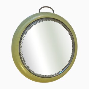 Small Antique Circular Green Wooden Wall Mirror, 19th Century