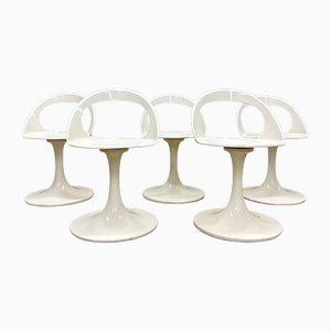 Sedie girevoli Tulip moderne in fibra di vetro, Italia, anni '60, set di 5