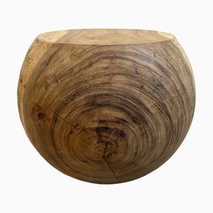 Vintage Kugel Beistelltisch oder Hocker aus Teak, 1990er