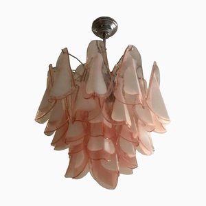 Lampadario in vetro di Murano rosa e bianco di Simoeng, Italia