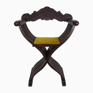 Sedia Savonarola vintage in legno, Italia, anni '50