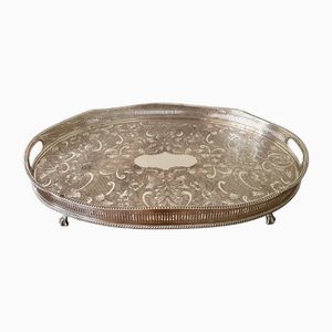 Plateau Édouardien Antique en Plaqué Argent, 1900