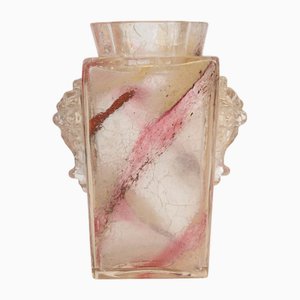 Napoleon III Crackled Glass Vase by Jean-Batiste Leveillé, 19th Century