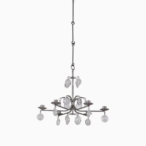 Candelabro sospeso in vetro e ferro attribuito a Erik Höglund, anni '70