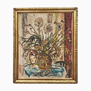 Branislava Modelska-Jovanovic, Flowers, Oil on Canvas, 1963, Framed