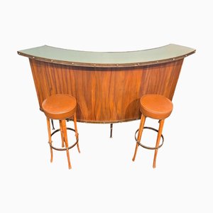 Bar moderno Mid-Century in teak e ottone, Sudafrica, 1950