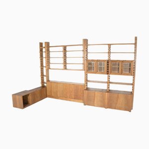 Large Bookshelf with Bench attributed to Guiseppe Rivadossi for Officina Rivadossi, Italy, 1970s