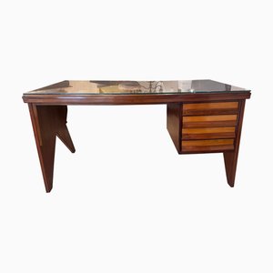 Geometrischer Schreibtisch mit 4 Schubladen, Silvio Cavatorta zugeschrieben, 1950er