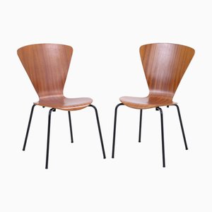 Mid-Century Teak Sperrholz Stühle, 2er Set