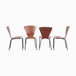 Sedie Mid-Century in teak compensato, set di 4