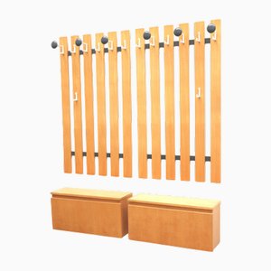 Large Vintage Coat Rack with Sideboard, 1970s