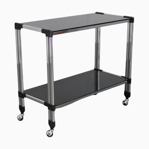 Italian Chrome and Smoked Glass Serving Cart, 1970s
