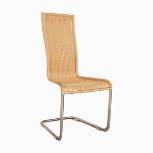 Bauhaus Wooden Chair with Brown Braid and Metal Frame